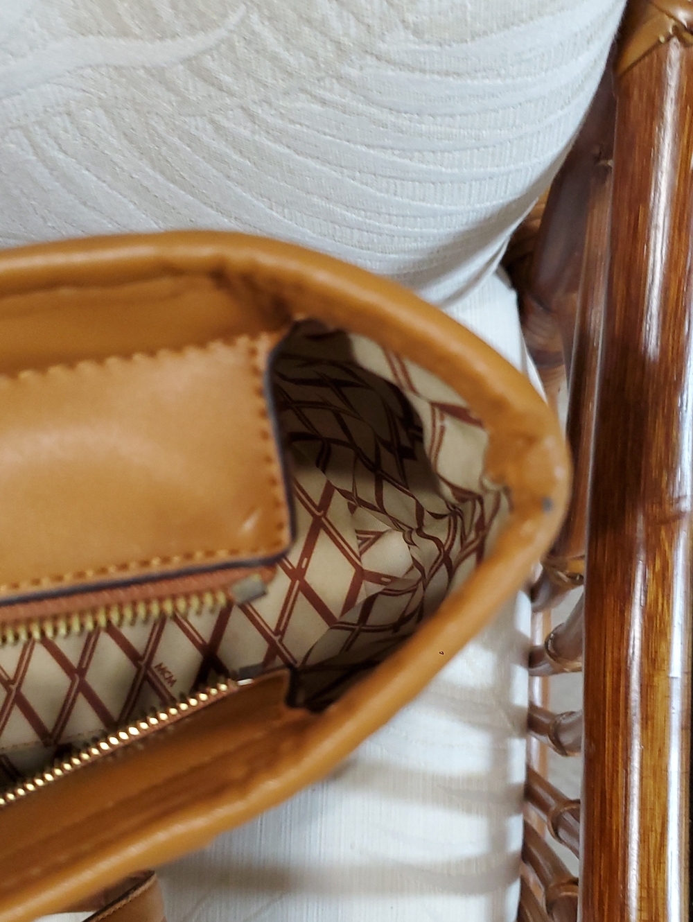 MCM Cognac Visetos Logo Tote Bag - Picture 9 of 14